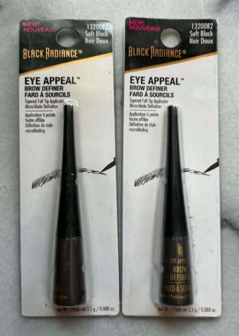 Black Radiance Eye Appeal Brow Definer 1320082 Soft Black Lot of 2